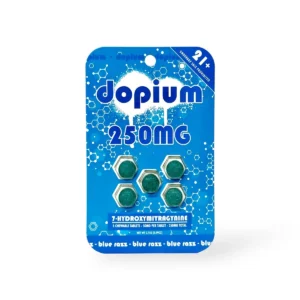 dopium 7 hydroxymitragynine chewable tablets blue razz 50mg per tablet 5ct 70453